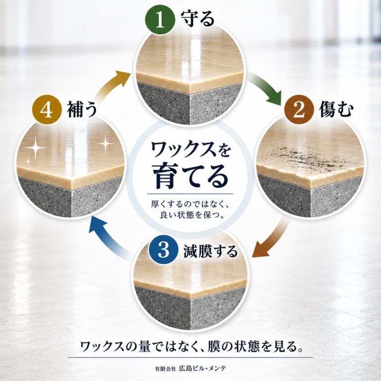ワックスを育てる床管理の4工程 循環図